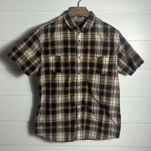 prAna Men’s Plaid Shirt Sleeve Button Down Size XL organic cotton blend mint
